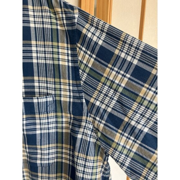 L.L. Bean Mens Medium Blue Plaid Long Sleeve Button Down Shirt OJAV1 100% Cotton - Picture 6 of 11